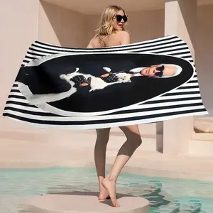Karl Lagerfeld and his cat-themed fun and creative beach towels, super soft and durable, perfect for summer beach trips, camping, and swimming pools.