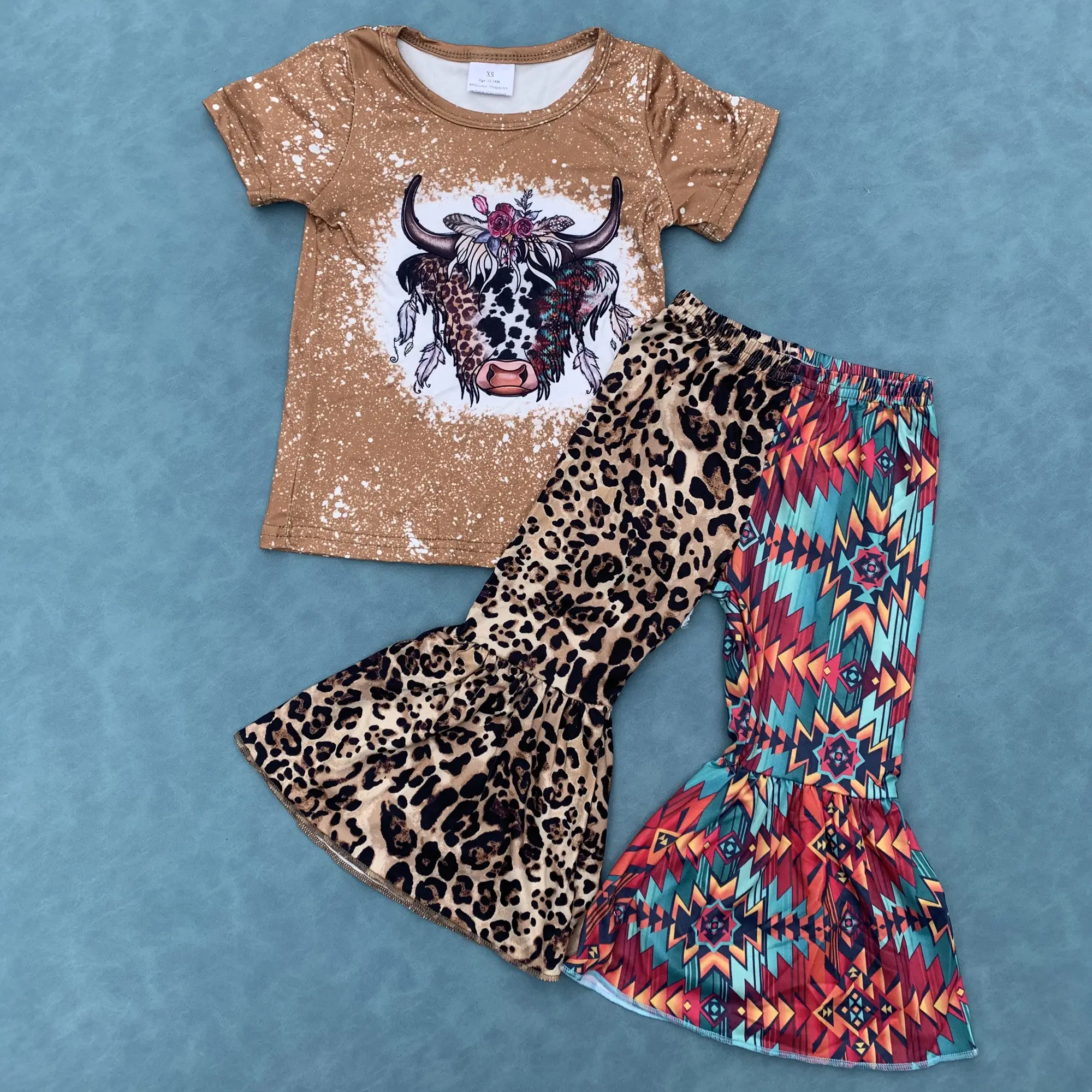 Western highland cow girls summer clothing set