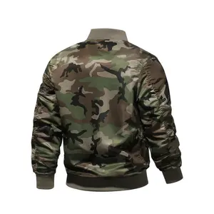 Men's Casual Full Zip Bomber Jacket, Camouflage Pattern Print Blouson Jacket For Spring/Fall Outdoor Activity Tops Long Sleeve