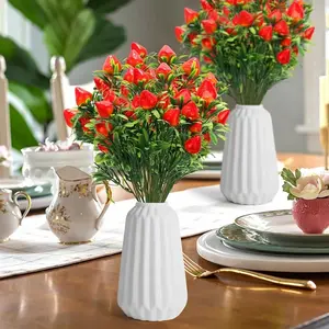 6 Pcs Artificial Strawberry Stems 11 Inch, Fake Berry Fruit Branches, Faux Floral Picks, Decorative Fake Plant for Home Decor, Summer Vase Filler, Party Centerpiece