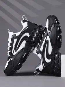 High-Quality Men's Casual Shoes, Comfortable Sporty Design, PU Leather & PVC Sole, Medium Width, All-Season Outdoor Footwear, Trainer