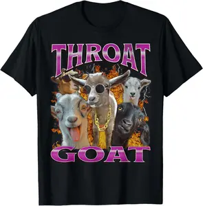 100% CottonUnisex-Adults Throat Goat Funny Offensive Adult Humor Bootleg  T-Shirt - Black, Small - Short Sleeve - T-Shirt - Unique Graphic Design