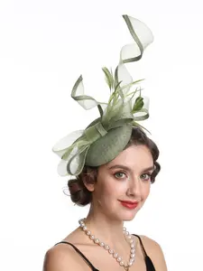 1pcs Feather Wispy Textured Fascinator Hat for Women Elegant Vintage Bridal Headpiece Wedding Derby Hat