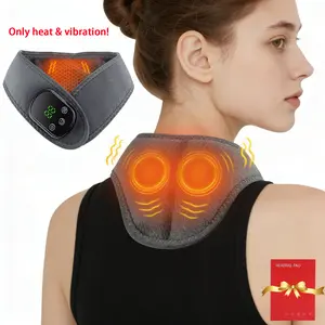 Cordless Neck Heating Pad with Massage, Neck Massager with 5 Heat Levels & 3 Vibration Modes, Heated Neck Massage Wrap Warmer, Gift for Family, Multifunctional Heating Pad