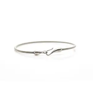 Silver Bass String Bracelet: Hook and Eye Clasp