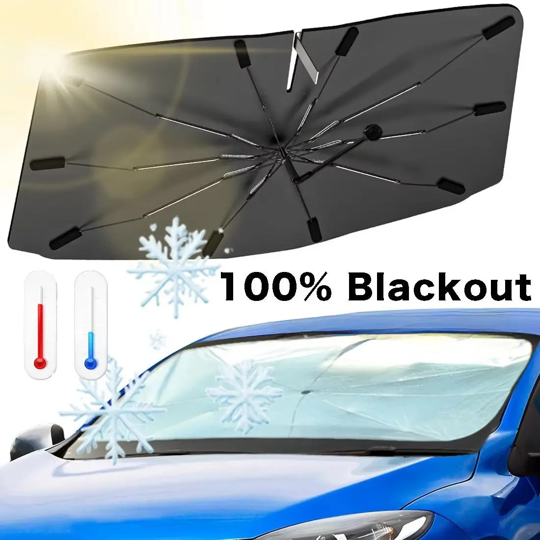 【SUMMER SALE】UV Protection Car Windshield Sunshade, Retractable Portable Front Window Umbrella Visor, Durable Auto Exterior Accessory, Car Accessories, Accessories For Car