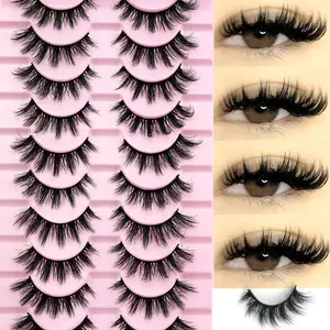 10 Pairs 3D Curled Voluminous Eyelashes, 8-14mm Mixed Length, Thick Lash Stems, Reusable and Beginner Friendly, Perfect Gift for Women