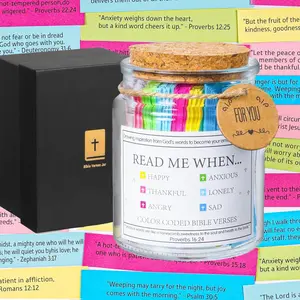 Bible Verse Jar with Gift Box, Religious Gift for Women & Men, Bible Verse Jar for Emotions and Feelings, Religious Gift, Friends and Family, Encouragement Gift