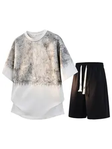 Men’s summer two-piece casual athletic set: short-sleeve T-shirt and shorts