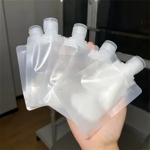 10pcs Refillable Flat Pouch With Paste Bottle Portable Travel Liquid Clear Plastic Empty Packaging Bag, Used For Shampoo/Shower Gel/Hand Sanitizer/Daily Necessities Travel Toiletries Bathroom Accessories, Travel Bottle Organizer