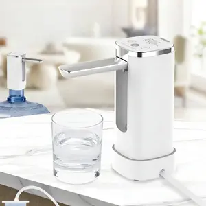 Foldable Water Pump for 5 Gallon Bottle, 2-in-1 Base Design Keeps Jug Under Table, Rechargeable Electric Water Dispenser with Auto Shut-Off, BPA-Free Silicone Hose, Portable for Kitchen RV Dorm