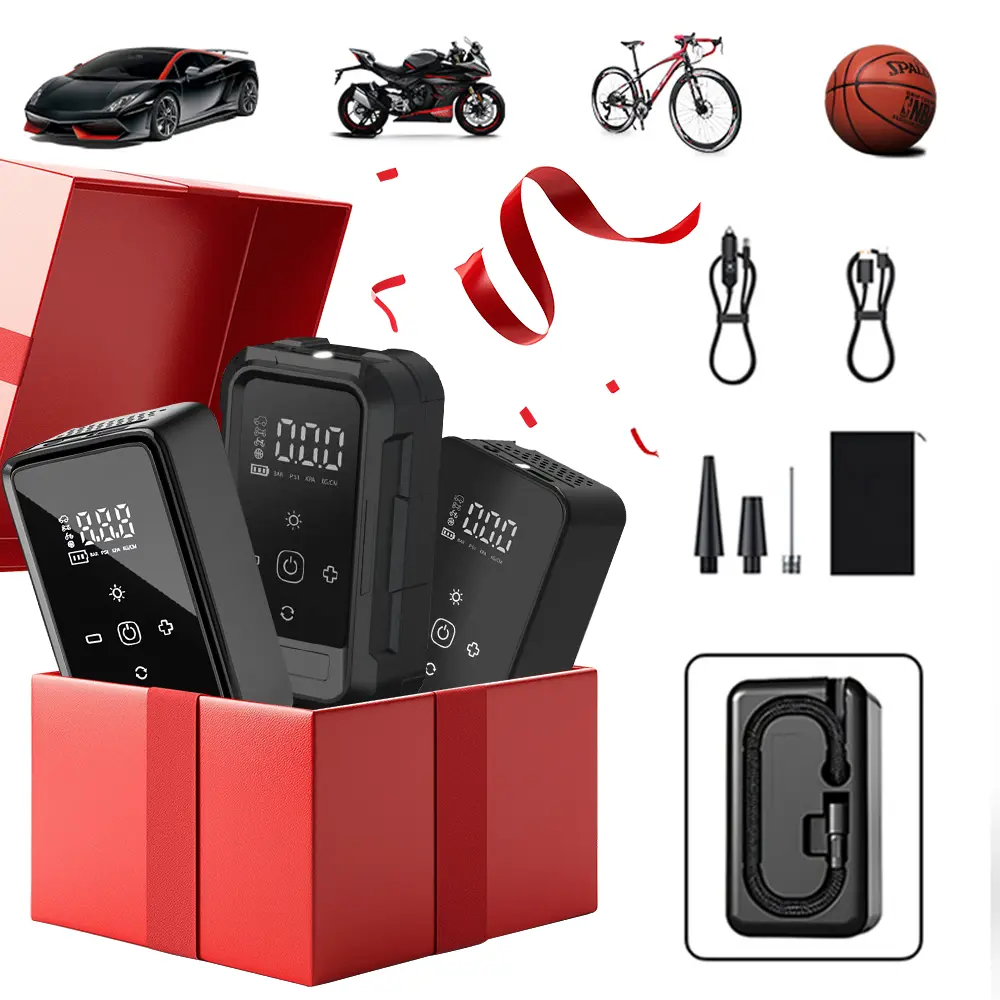 Mystery Box-Portable car air pump is shipped randomly Cordless Car Tire Inflator with Battery Cordless Portable Air Compressor strong light Portable Digital Car Tire Inflator digital display Christmas gifts Gifts for men and women