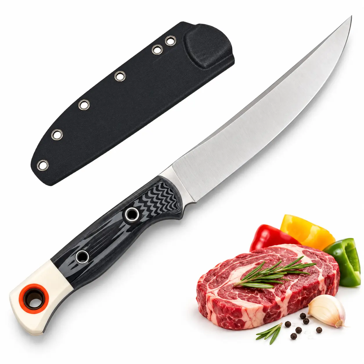 Boning Knife with Sheath, Ergonomic Pattern Handle Kitchen Knife for Meat Cutting, Fruits & Vegetables Slicing, Home Cooking