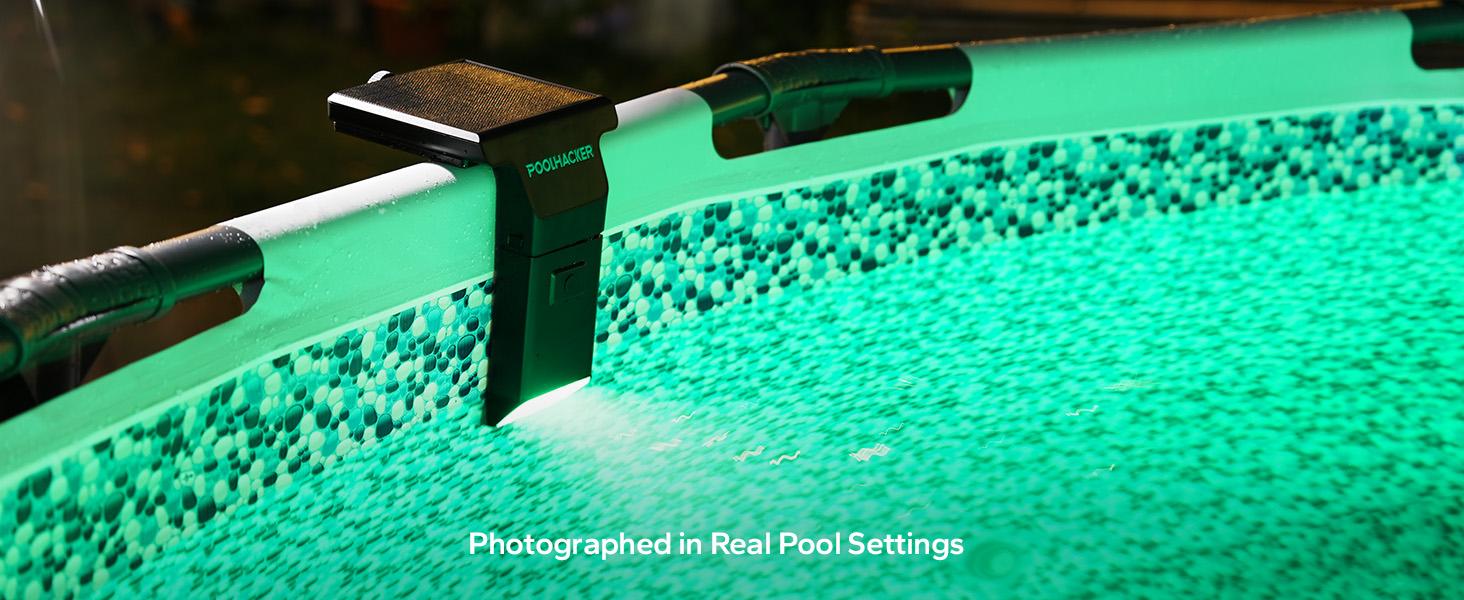 Poolhacker Poolside Solar light, for Inground & Above Ground Pool,Submersible Pool Lights with Remote, Waterproof Design (Black, 1 Pack)Decorative  Lighting