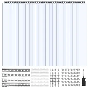 VEVOR Clear PVC Strip Curtain, 84 in Heightx 72 in Widthx 0.08 in Thickness, 12 PCS Walk in Freezer Cooler Curtain Strips, Smooth Waterproof Plastic Door Strips for Warehouse, Freezer, Garage Doors