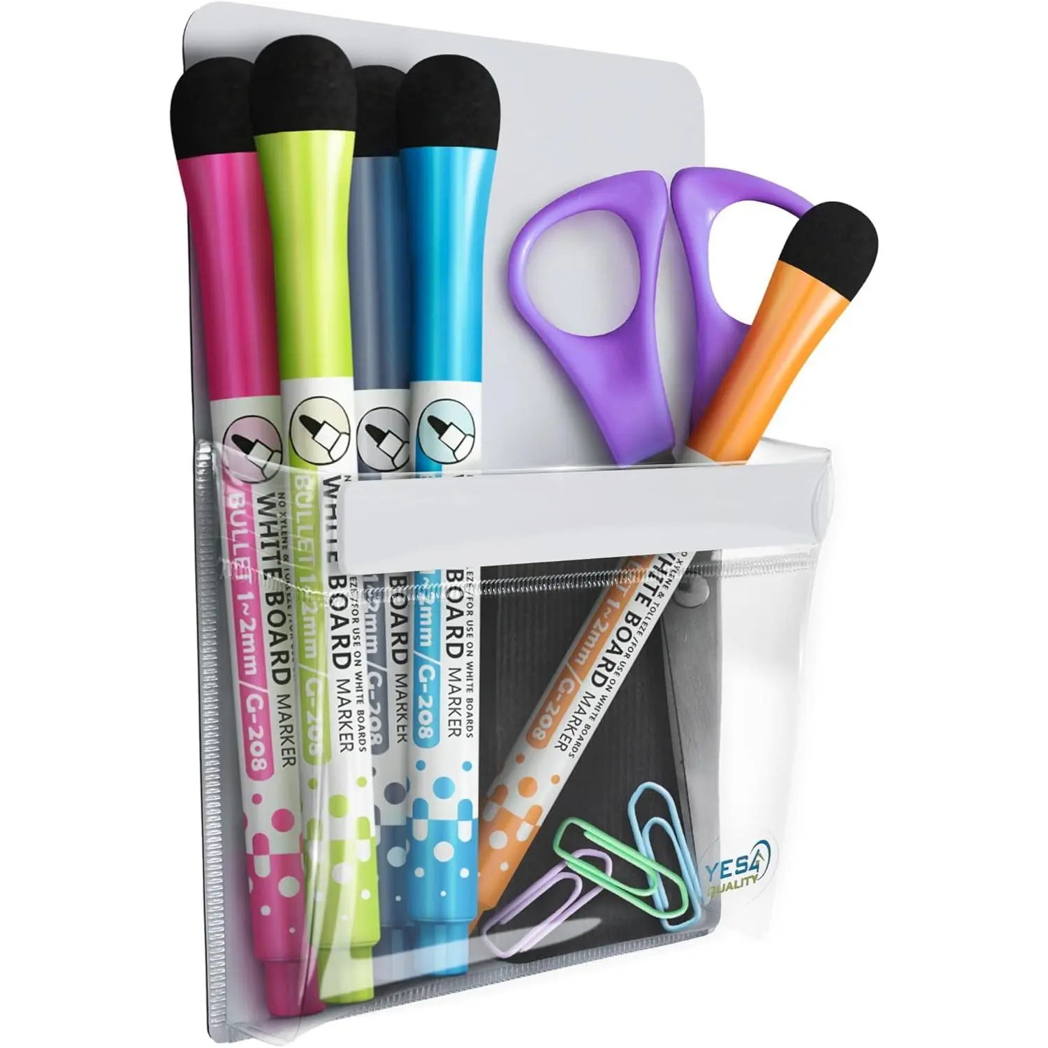 YES4QUALITY Plastic Magnetic Pencil Cup Holder - Open Top, Polished Finish, Strong Magnetic Hold for Refrigerator, Whiteboard, Locker - Office Desk Organizer for Office, Kitchen Use