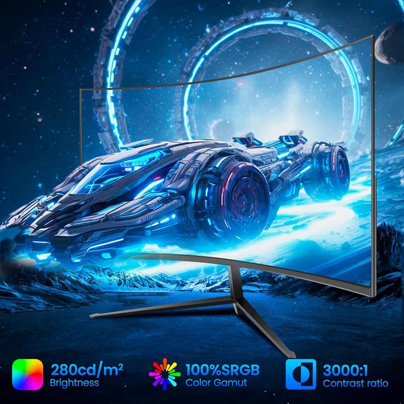 27 inch Curved Gaming Monitor,180Hz PC Monitor Full HD 1080P, Frameless 1800R Computer Display with FreeSync & Eye-Care Technology, Wall Mountable, DP, HDMI Port (Black) 27 inch Curved Gaming Monitor,180Hz PC Monitor Full HD 1080P, Frameless 1800R Computer Display with FreeSync & Eye-Care Technology, Wall Mountable, DP, HDMI Port (Black)