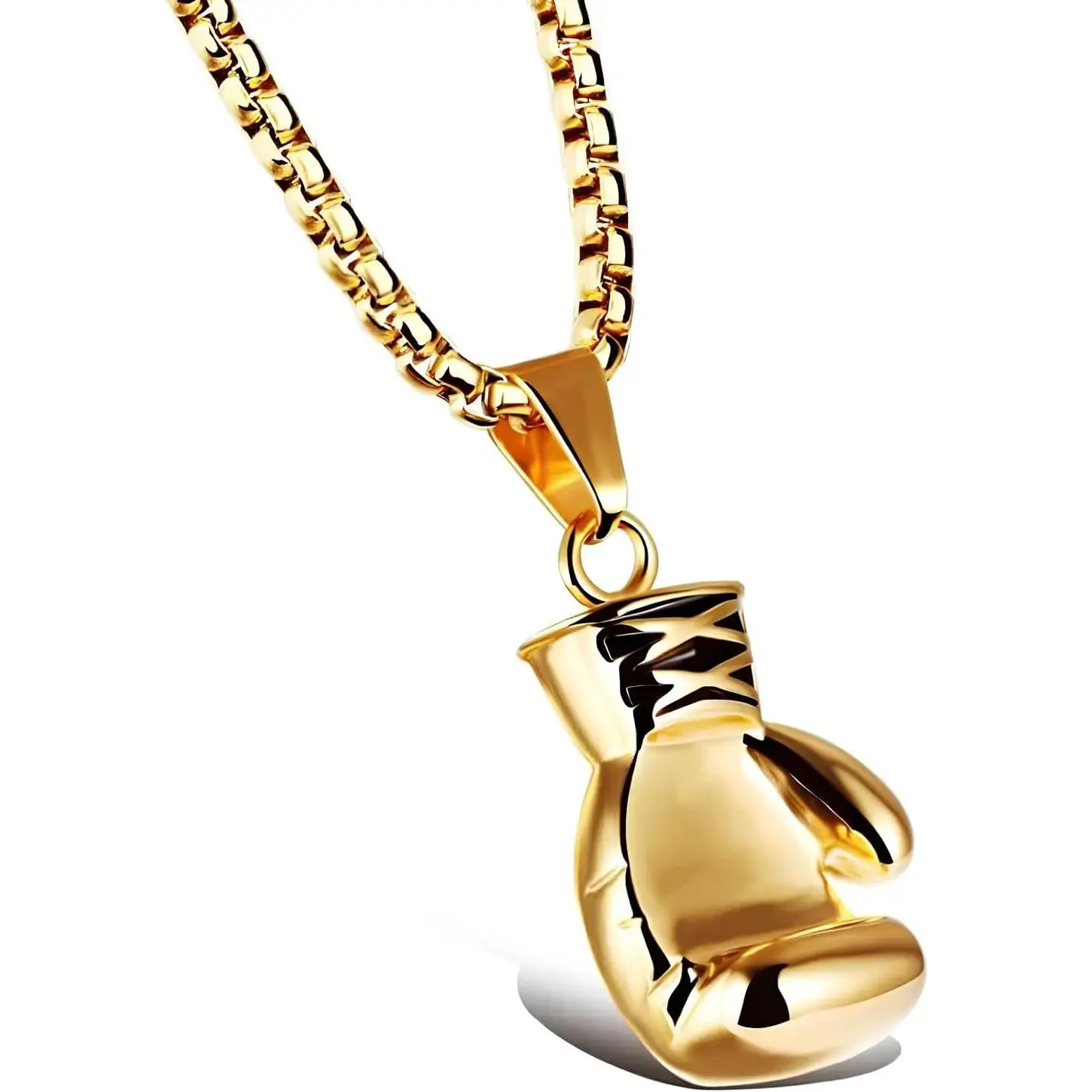Boxing Glove Pendant Necklace Stainless Steel Sports Jewelry for Men and Women, Combat Sports Themed Necklace for Boxing Enthusiast