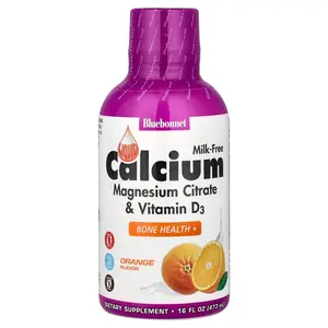Bluebonnet Nutrition Liquid Calcium Magnesium Citrate & Vitamin D3, Orange , 16 fl oz (473 ml)