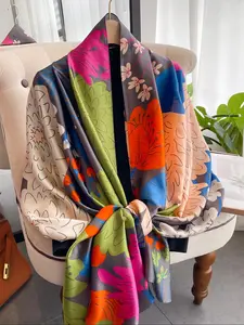 Women's Elegant Random Floral Print Square Scarf, Fashionable Soft Comfortable Shawl for Daily Wear, Casual Versatile Scarf for Women, Floral Pattern Shawl