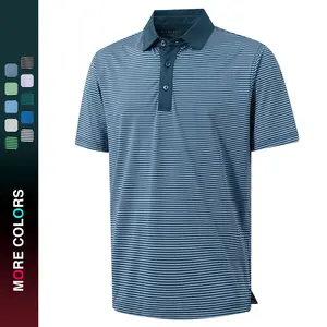 MAELREG Polo Shirts for Men Dry Fit Moisture Wicking Performance Golf Sport Short Sleeve Striped Mens Golf Shirt