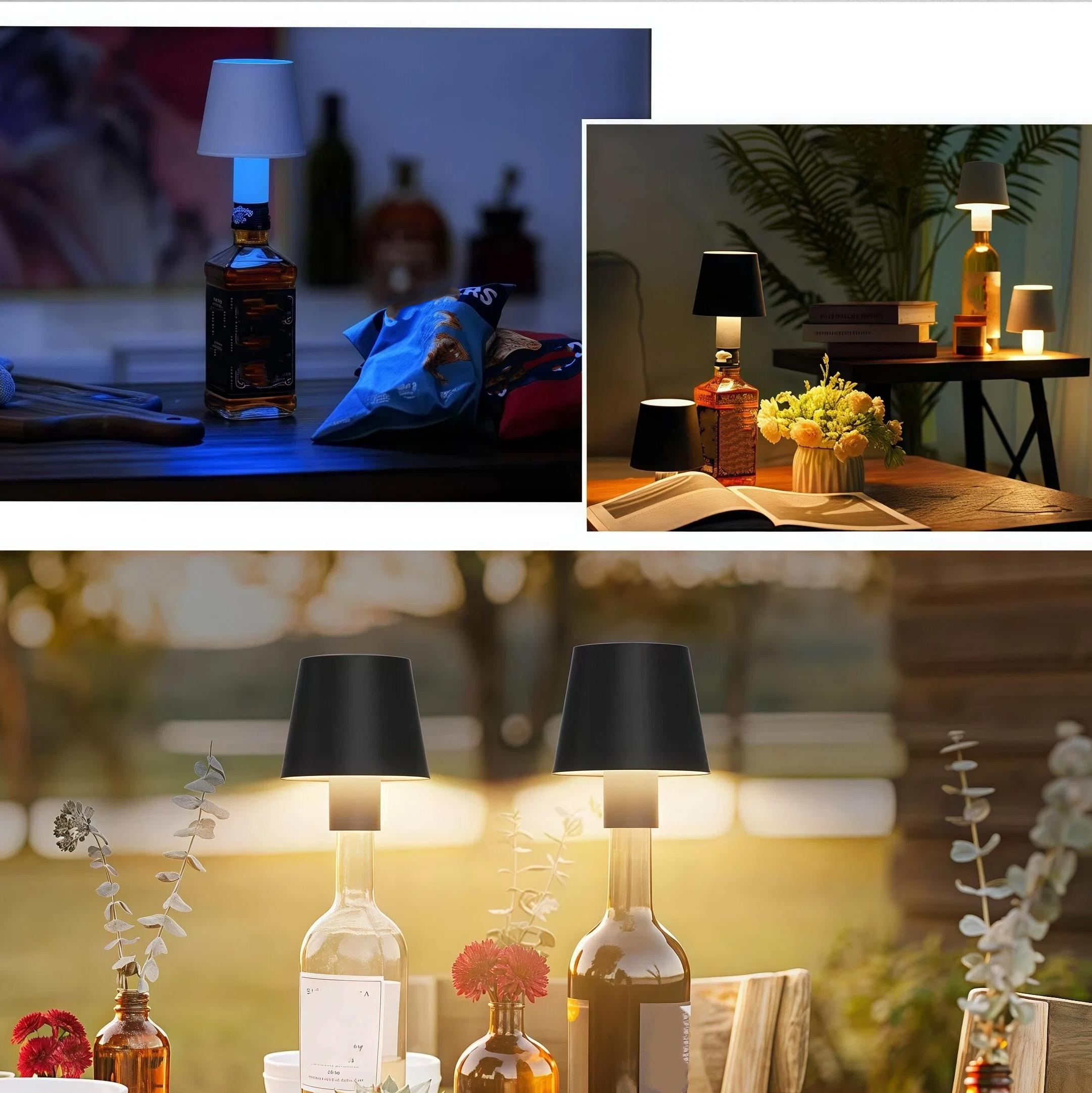 1PC LED Bottle Lamp, 3 Color Temperature Stepless Dimming, Rechargeable Wireless Touch Light, Romantic Ambient Night Light for Home Bar, Wedding, Party & Holiday Decor, Ideal Creative Festival & Birthday Gift