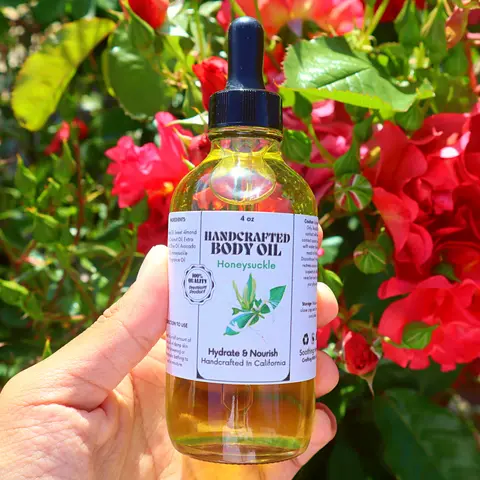 Handcrafted Honeysuckle Multi-Use Body & Massage Oil - Fragrance-Free Floral, Lightweight Gentle Blend for Skin & Hair Hydration, Cuticle Moisture Restore | Beauty & Personal Care
