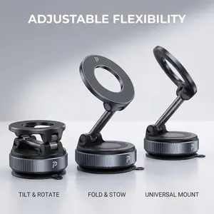 2026 upgraded vacuum magnetic car phone mount, 360° reinforced design, 96 lb ultra-strong suction, compatible with MagSafe phone mounts, suitable for installation in cars, gyms, and rearview mirrors, supports iPhone and Android phones