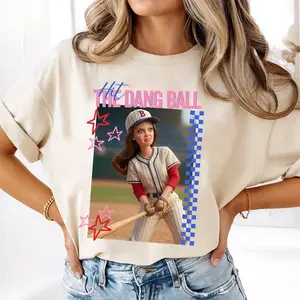 Comfort Colors Funny Hit the Dang Ball Baseball Mom Shirt, Game Day Softball Mom Tee, Distressed Doll Face Meme T-shirt