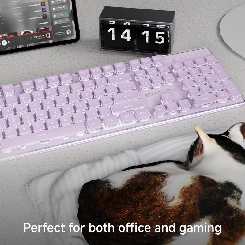 Wired Gaming Keyboard, Mechanical Keyboard with Backlit, Portable Ergonomic Slim Design Keyboard for Windows/Laptops, Lighted Mechanical Keyboard