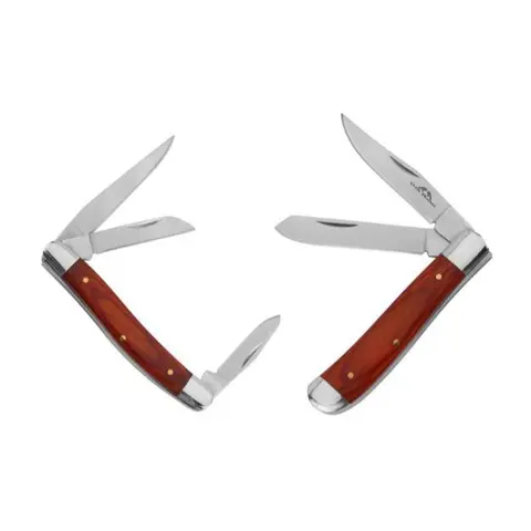 Old Ram 2PC Traditional Classic Folding Camping Knives Set - Stainless Steel Camping Blade, Compact Portable Multipurpose Knives, Unisex, 7.5" Stockman, 6.25" Trapper, Durable Hunting Outdoor Survival EDC Tool, Dad Gift