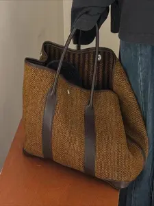 New small niche high-value women's bag, fashionable and elegant single-shoulder tote large bag, simple design