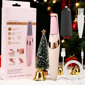 USB rechargeable electric foot file: Equipped with 2 replaceable grinding heads, suitable for different hardness calluses, LED lights can illuminate the care area, precisely remove hard and dead skin on the feet, professionally care for dry and cracked he