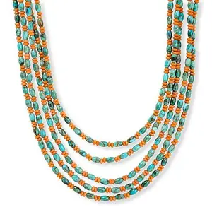 Mine Finds by Jay King 5-Strand Orange Coral & Turquoise Bead Necklace