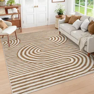 Abstract Area Rugs 5x7,Soft Living Room Rug  Bedroom Rugs,Dining Room Rugs for Under Table Ultra-Thin Stain Resistance Throw Large Carpet for  Playroom (5'X7',Khaki)