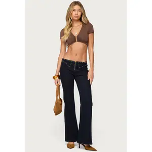 Carys Studded Low Rise Flared Jeans