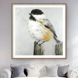 212 MAIN Framed Matted Coal Tit Bird Image Print Wall Art, 48x48 in, Nature-Inspired Artistic Artwork, Room Decoration, Ideal Gift for Home Supplies Enthusiasts