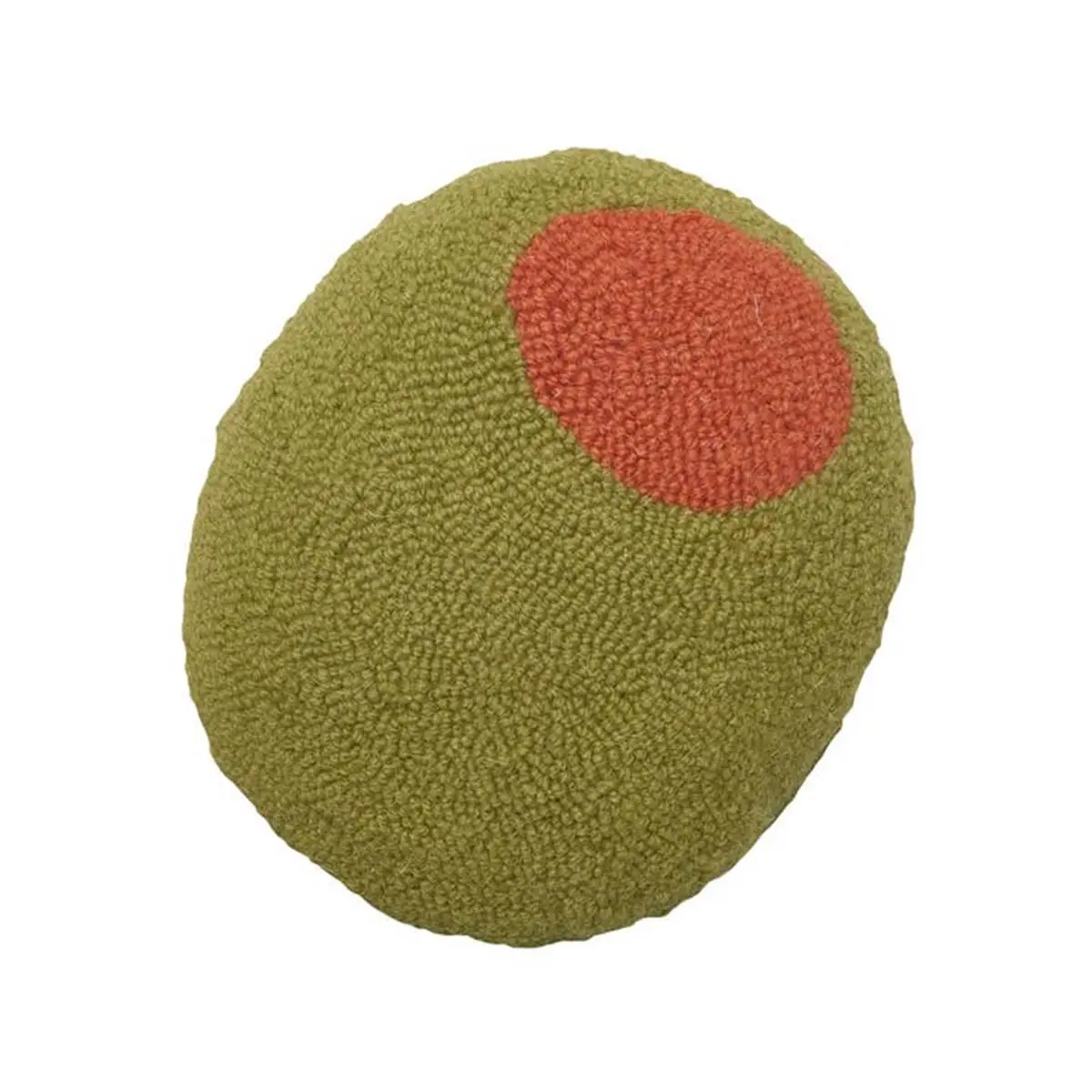 Peking Handicraft 30APS218C10SQ 10 x 10 in. Olive Shaped Blown in Filler Hook Pillow, Multi Color