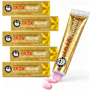 TKTX Tattoo Numbing Cream Gold 5 Pack - 10g | 99.9% Limited Edition VeryStrong | For Tattoos | Waxing | Laser Removal | EyebrowThreading | Tattoo External Cream.