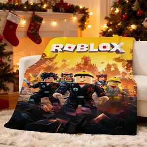 Robu World Army Block Print Flannel Blanket - 100% high-density polyester, soft and pleasant to the touch, does not shed lint, ideal for sofas, chairs, and outdoor picnic mats.