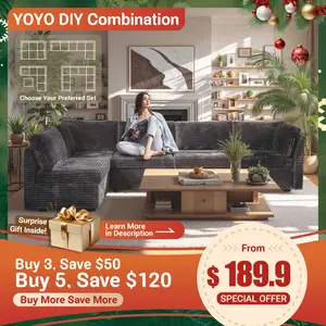 【DIY Combination】Ovios Modular Sectional Sofa, Mix and Match Pieces for Living Room, Comfy Cloud Couches with Movable Ottoman, L/U-Shaped Flexible Configuration, Plush Corduroy - 400 lbs Seat Capacity