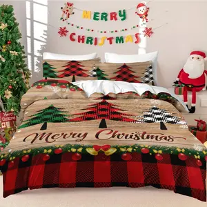 Christmas Tree Themed Duvet Set, Includes 1 Fitted Sheet & 2 Pillowcases, No Fillers, Cozy Bedding for Bedroom, Living Room, Guest Room