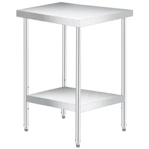 Stainless Steel Prep Table 24x24 Inch Commercial Work Table with Adjustable Undershelf for Commercial Kitchen Restaurant