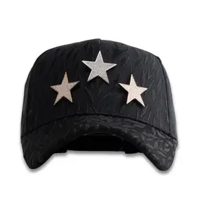 Barbas Hats x CT Rockstars Premium Streetwear Snapback – Black Adjustable Unisex Hat for Men & Women Featuring Triple Star Embellishments and a Bold Urban Design Inspired by Modern Street Fashion