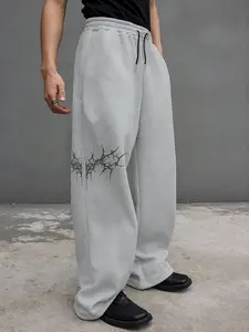 Men's Lightning Print Drawstring Waist Sports Pants, Casual Sports Trousers, Casual Comfortable Joggers, Classic Versatile Sweatpants for Spring & Fall