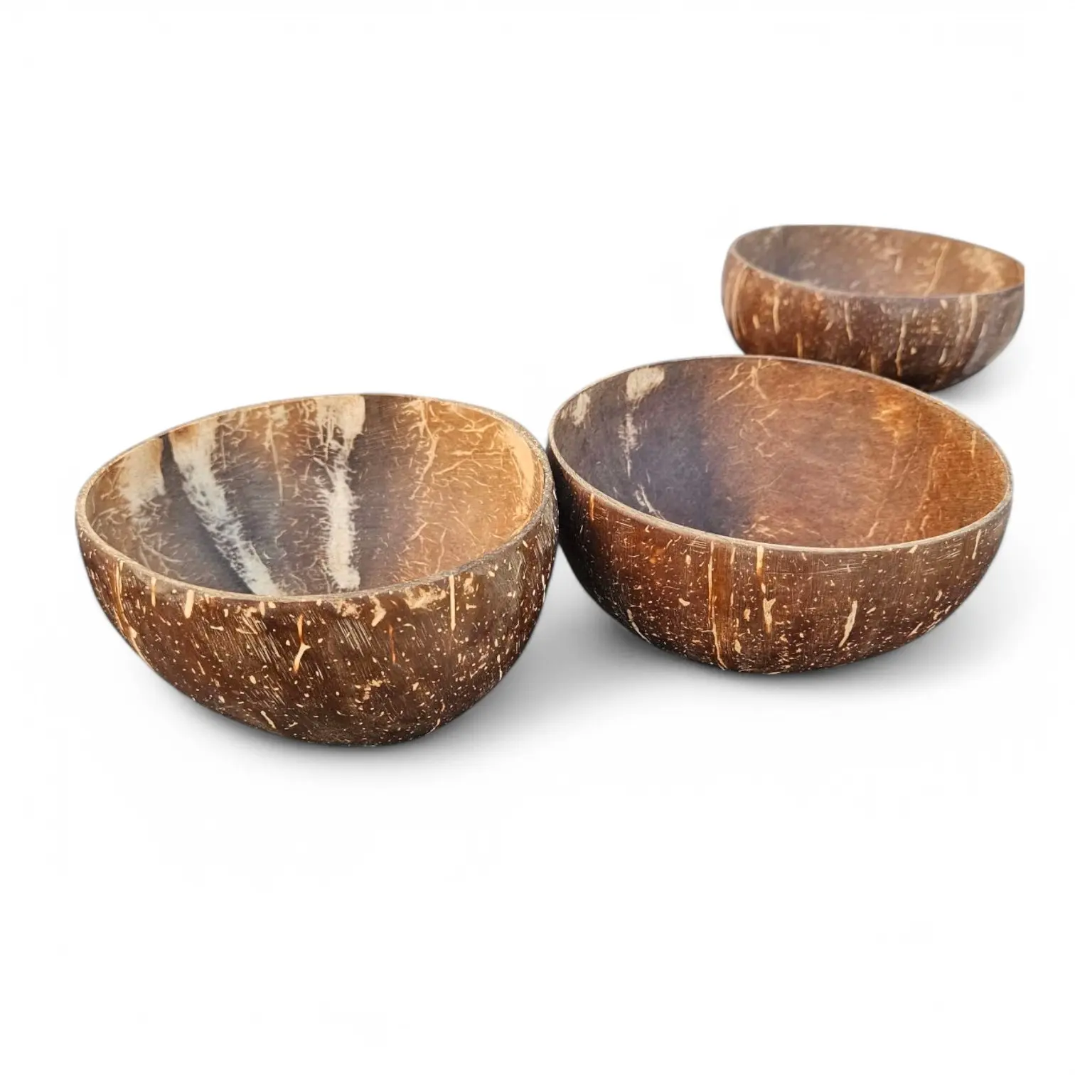 2PCS Lightweight Natural Coconut Shell Bowls - 5 Inch Handmade Calabash Bowls, Eco-Friendly for Santería Spiritual Rituals & Home Decor