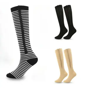 Zipper toe compression socks for bicycles - long calf elastic support suitable for outdoor sports and cold weather cyclingRAIMENTRY