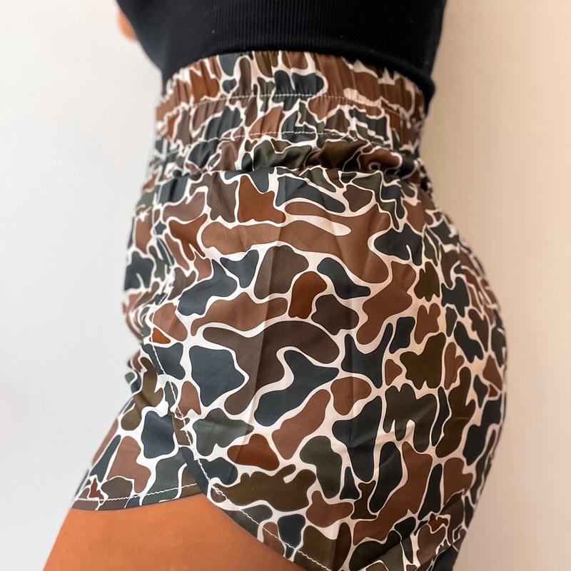 High waisted Retro Camo Atheltic Shorts