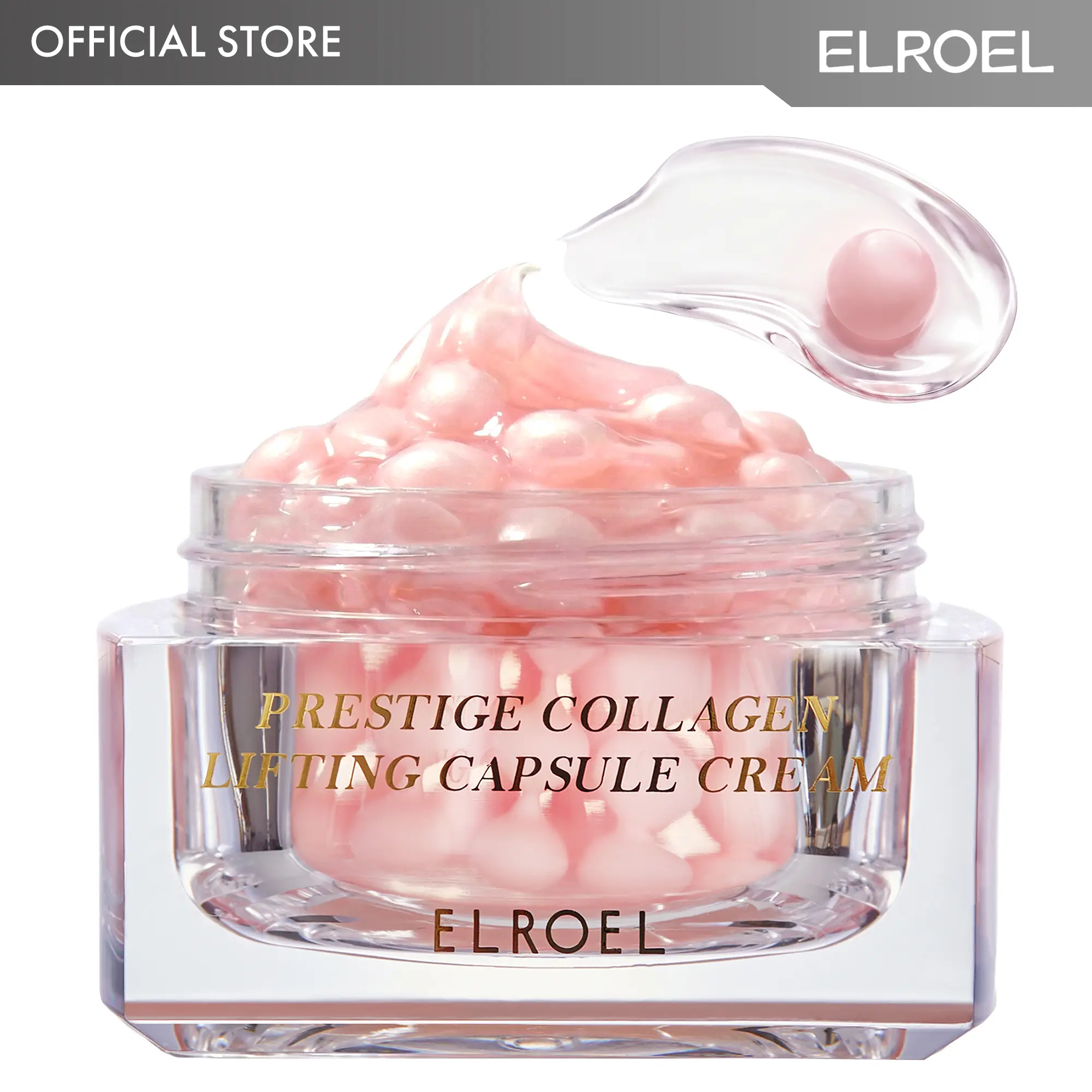 ELROEL Prestige Collagen Lifting Capsule Cream - Official Product Age-defying, Firming and Hydrating Facial Moisturizer with 5 Peptides, Volufiline, Gigawhite & Ectoine - Korean Skin Care for All Skin Types 4.56 fl oz