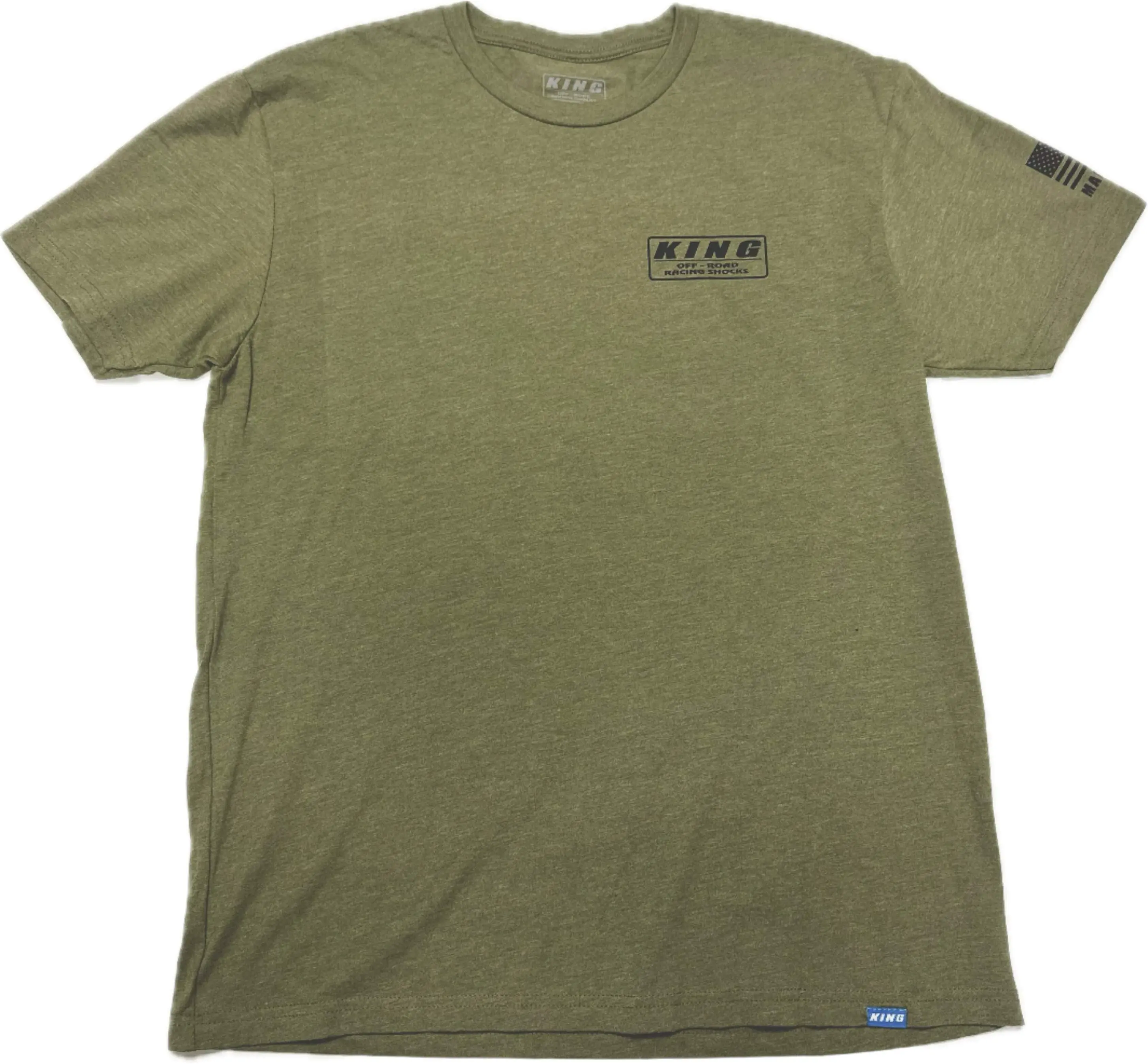 KING SHOCKS OLIVE GREEN CREW TEE BLACK LOGO